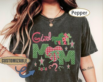 Girl Mom Shirt Comfort Colors® Girl Mom Era Tee Pregnancy Announcement Gift Expecting Mom Gift Mothers Day Gift Faux Patchwork Style