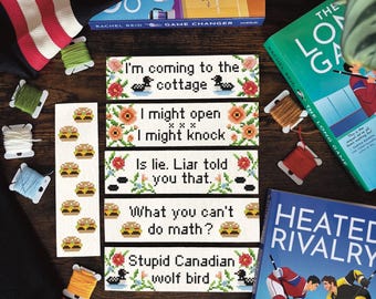 Heated Rivalry Hockey Cross Stitch 6 Bookmark Patterns • (Instant Download PDF Pattern)