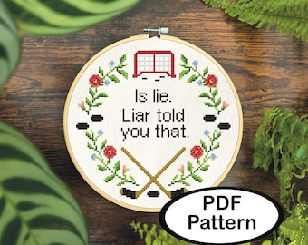 Heated Rivalry Hockey Cross Stitch Pattern • Is lie. Liar told you that - Ilya Quote (Instant Download PDF Pattern)