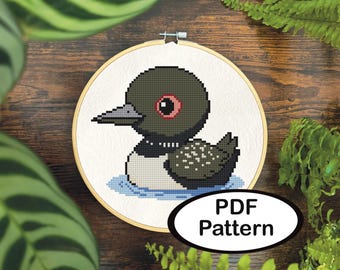 Canadian Loon Cross Stitch Pattern • Beginner Friendly (Instant PDF Download)