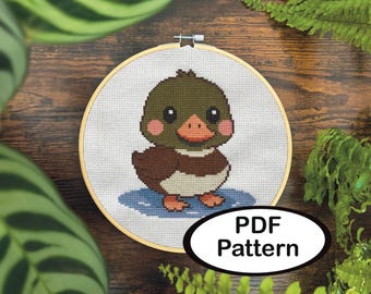 Duck Cross Stitch Pattern • Farm Animal Embroidery (PDF Pattern)
