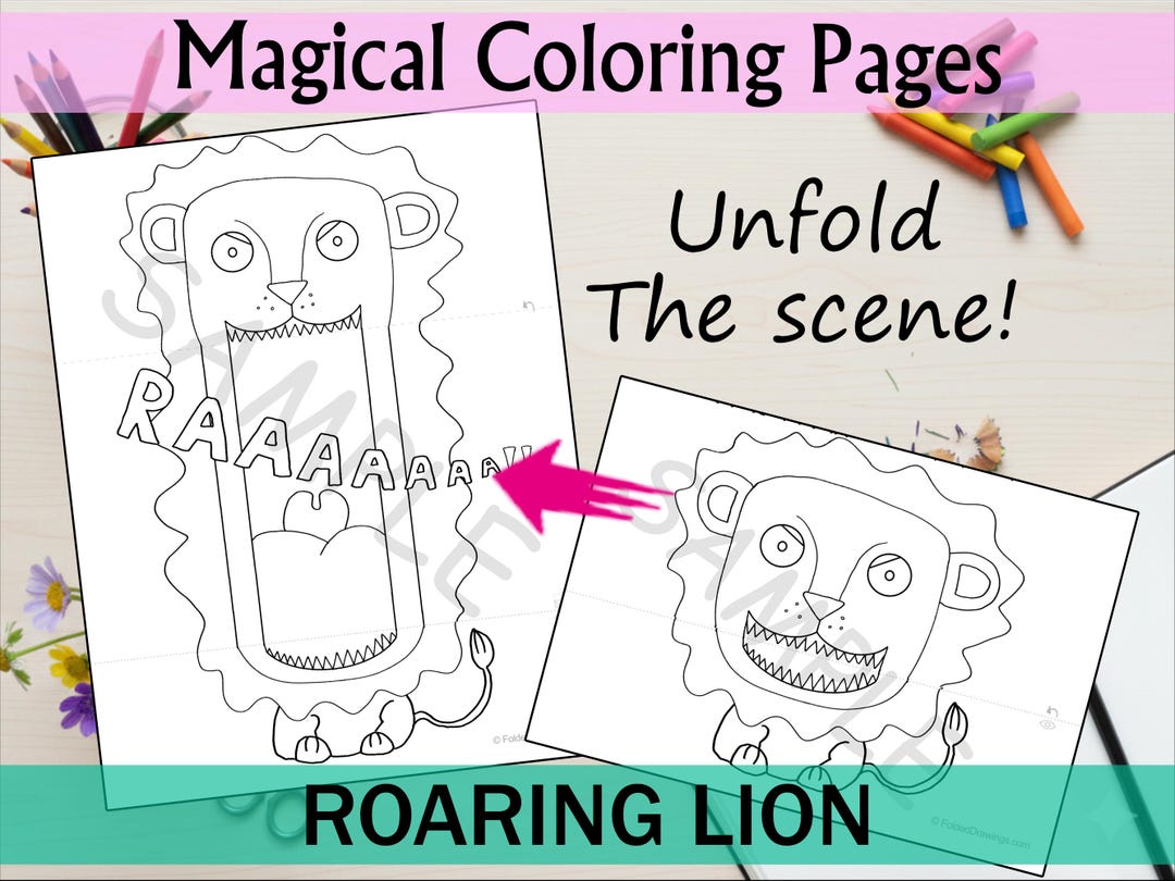 Folded Lion Coloring Page – Printable Fold & Color Activity for Kids - Etsy
