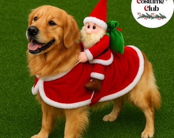 Santa Rider Dog Costume, Funny Christmas Pet Outfit