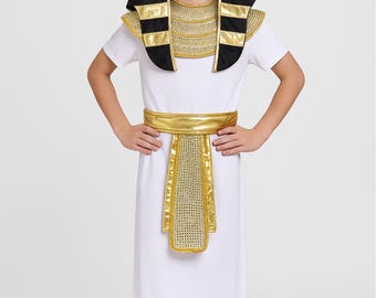 Chapeau de pharaon égyptien doré et bleu, Multicolore., One size fits most