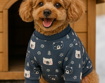 Bear Print Dog Sweater, Cozy Winter Outfit for Dogs