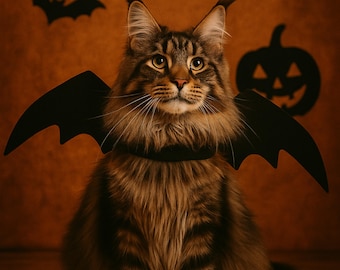 猫用ブラックバットウィングコスチューム、ハロウィンペットアクセサリー、調節可能なフリーサイズのウィングハーネス