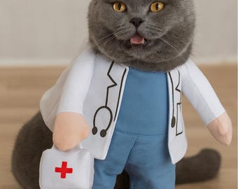 Doctor Pet Costume, Funny Vet / Surgeon Halloween Costume for Cats & Dogs (S–XL)