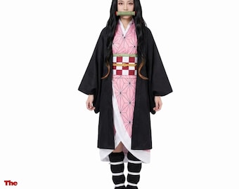 Anime Inspired Pink Kimono Costume Set for Girls Cosplay Outfit Birthday Dress Up