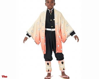 Kids Anime Swordsman Costume Set Boys and Girls Japanese Style Outfit Birthday Party Cosplay