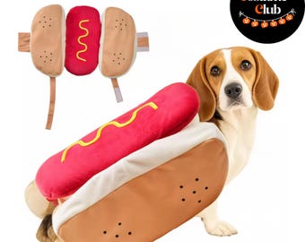 Hot Dog Costume, Funny Pet Halloween Outfit, Adjustable Sizes XS-XL
