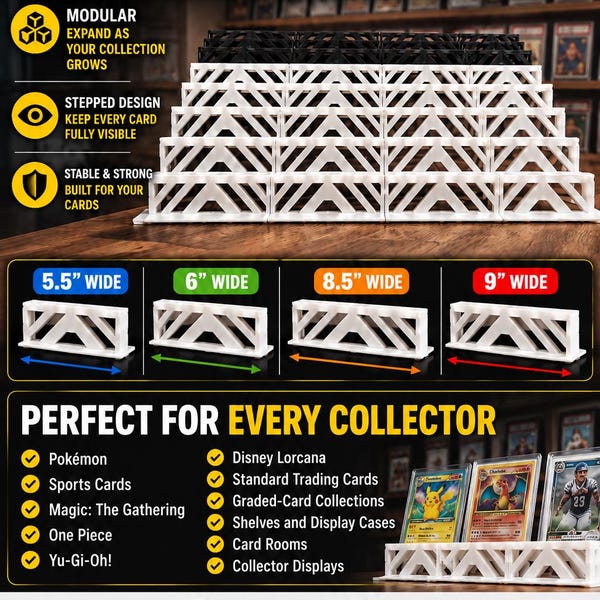 TCG Card Display Riser 3MF/STL - Modular 3D Print Files - 4 Sizes