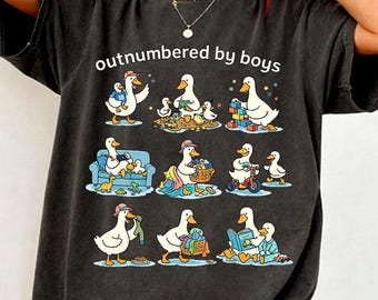 Zabawny chłopiec mama gęś PNG, słodki wzór mama gęś, prezent dla chłopca mama, koszulka na dzień matki PNG do pobrania w formacie cyfrowym