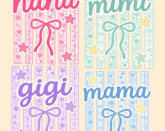 Floral Mama PNG Bundle, Coquette Bow Striped PNG, Ditsy Flower Mom Life Design, Mimi Nana Gigi PNG, Cute Preppy Mom Shirt Design