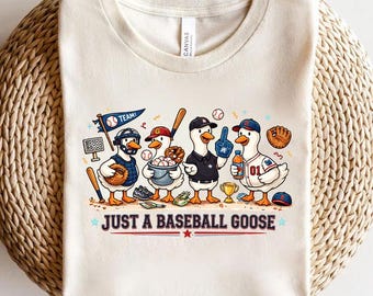Just A Baseball Goose PNG, Cute Goose Game Day Design, Funny Animal Baseball Graphic, Trendy Sports Shirt PNG Digital Download