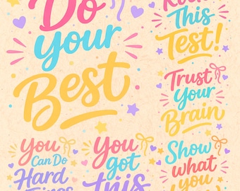 Teacher Test Day PNG Bundle, Neon Striped Matching PNG, School Exam Day PNG, Funny Cute Teacher Design