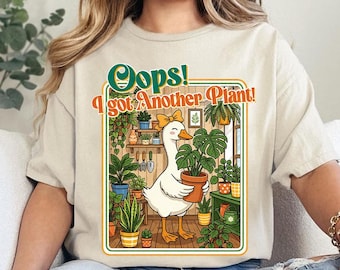 Ups, mam kolejną roślinę gęś PNG, zabawny projekt miłośnika roślin, sarkastyczny humor ogrodniczy, pobierz mem o gęsi w stylu vintage PNG