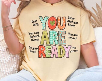 You Are Ready PNG, Test Day PNG, Neon Floral Teacher PNG, Matching Testing Team Design, Cute School Shirt Design