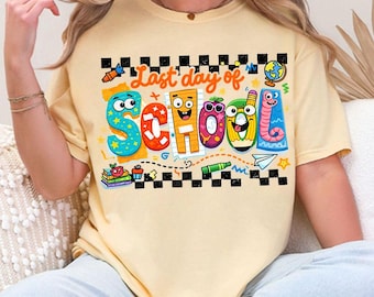 Last Day of School PNG, Retro Teacher Summer Design, Brushstroke Graphic, Teacher Appreciation Gift Shirt PNG Digital Download