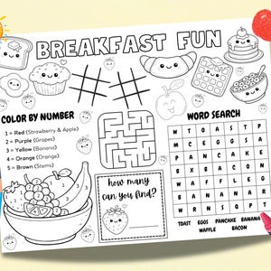 Frukostaktivitetsunderlägg, Barnmålarspel, Matstundskul, Pusselspel