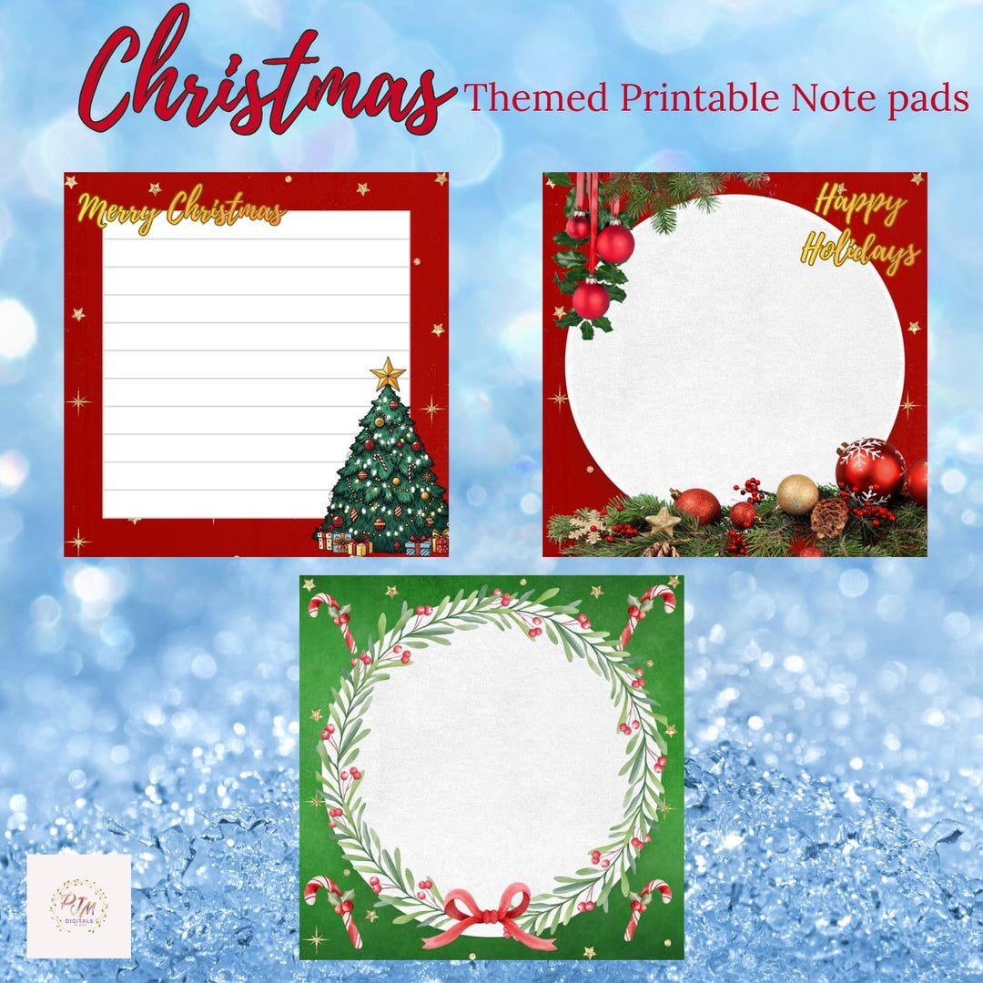 Christmas Themed PRINTABLE Note Pads (digital Download) - Etsy