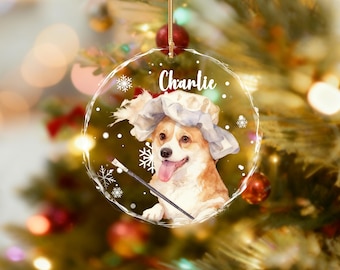 Custom Dog Photo Glass Ornament, Pet Memorial Keepsake