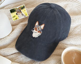 Personalized Embroidered Pet Photo Cap,Custom Dog or Cat Hat,Gift for Dog Mom