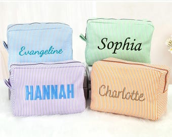 Embroidered Monogram Toiletry Bag, Personalized Cosmetic Pouch