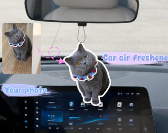 Ambientador de coche personalizado con foto de mascota, colgante para el primer coche, regalo conmemorativo personalizado