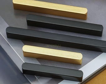 Black Drawer Pulls :Brushed Brass Cabinet handles, kitchen Cupboard Pulls hardware