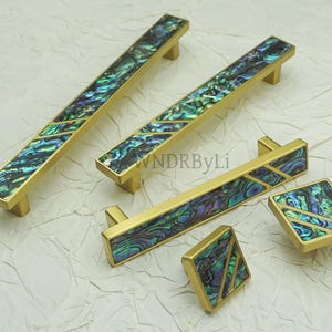 Green Pearl Cabinet Pulls ,White Shell dresser drawer Knobs handles : Art Decor door pulls