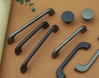 ブラックキャビネットハンドル、グレー引き出し取っ手：丸型ドレッサーノブ、キッチン取っ手、食器棚金具
