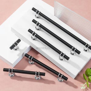 Schwarze Kabinettgriffe, Chrom-Schubladenknäufe: Knäufe, Küchenschränke