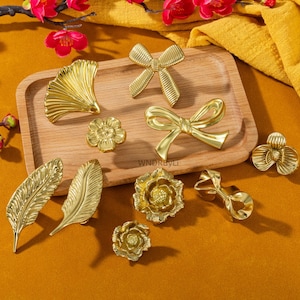 Massiver Messing Blumenschrank Knauf, Einzigartige Schublade Knäufe, Gold Knäufe, Art Decor