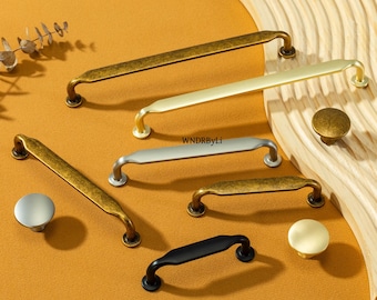 Tiradores de cajón de latón antiguo: Manijas de gabinete de níquel negro, perillas de tocador, tiradores de cocina, herrajes para armarios