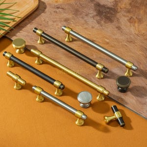 Solid Brass Kitchen Cabinet handles: Black Bronze Drawer Pulls , Dresser Knobs , Nickel cupboard hardware