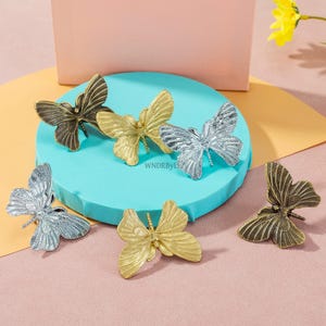 Brass Butterfly Drawer Knob: Antique Gold Cabinet Pull, Polished Chrome dresser knobs