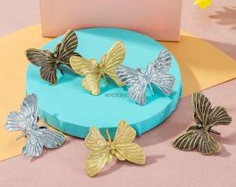 Brass Butterfly Drawer Knob: Antique Gold Cabinet Pull, Polished Chrome dresser knobs