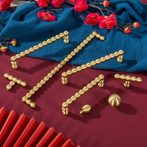 ゴールドビーズの引き出し取っ手 - ユニークなキャビネットハンドル、ドレッサーノブ真鍮ボール、キッチンハードウェア