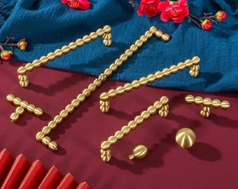 Gold Perlen-Schubladenknauf - Einzigartige Schrankgriffe, Möbelknöpfe, Messingkugel, Küchenbeschläge