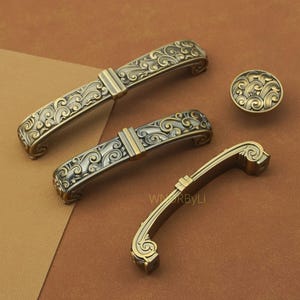 Antique Brass Copper Cabinet Handles: Unique Zinc Alloy Drawer Pulls, kitchen door hardware
