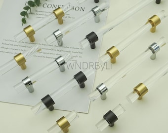 Klare Acryl Schubladenknöpfe Zieht: Schwarz Chrom Messing Küchenschrank Griffe Hardware