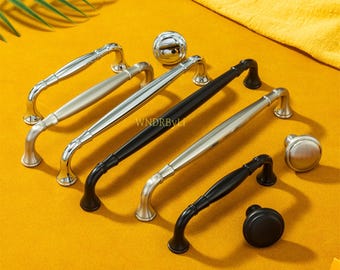 ブラックニッケルキャビネットハンドルまたはノブ、亜鉛合金引き出し取っ手、キッチンドアハンドル