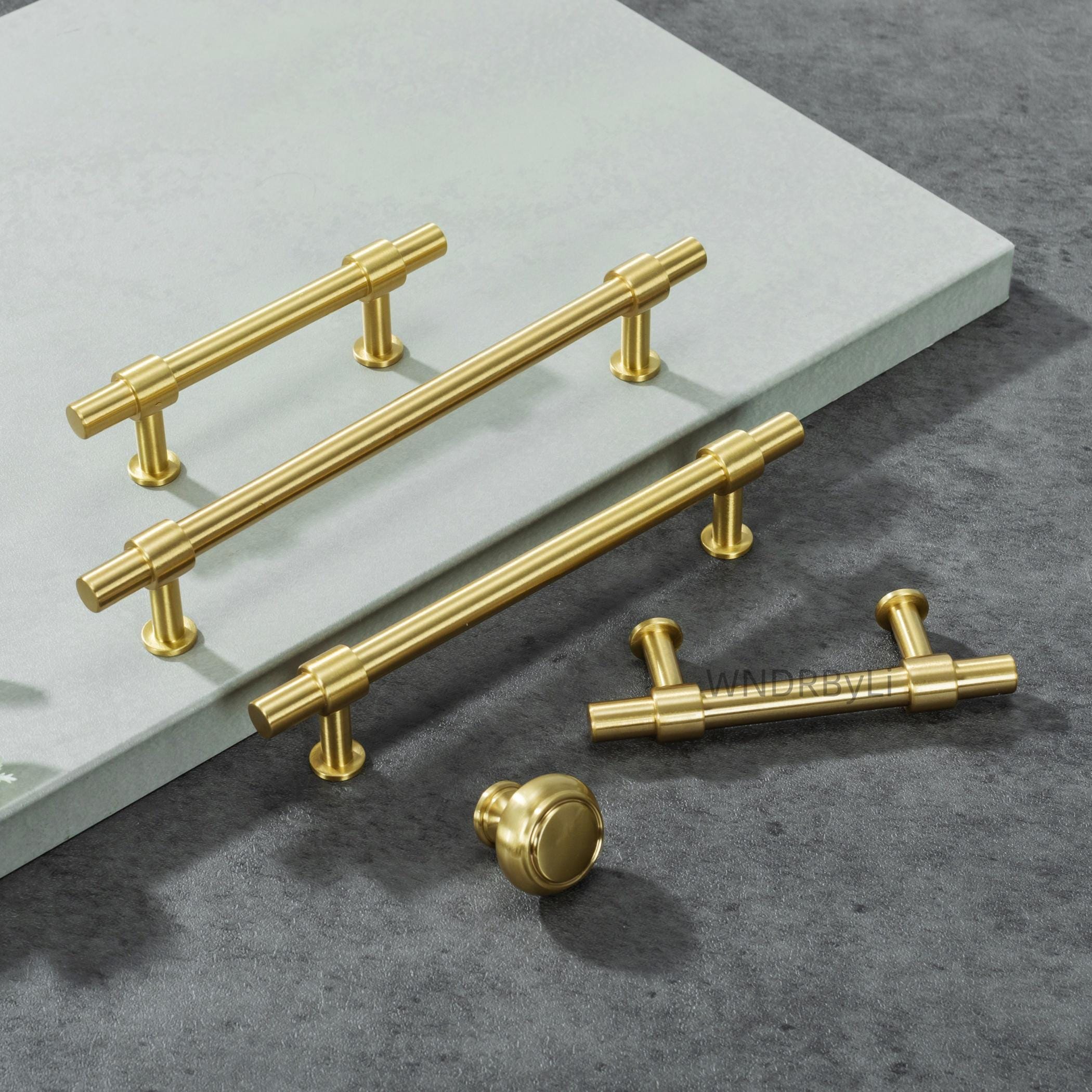 Solid Brass Drawer Handles: Gold Kitchen Cabinet Knobs Pulls ,cupboard ...