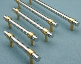 Chrome Cabinet Pulls: Brass Drawer knobs and handles- dresser knob ,kitchen door handles