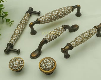 Plum Blossom Ceramic Cabinet Knob handle - Floral Dresser Drawer Pulls ,Unique door handles