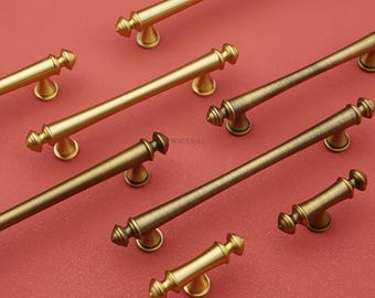 真鍮製の引き出しノブと取っ手、アンティークブロンズのキャビネットハンドル：ユーロスタイルの食器棚の取っ手