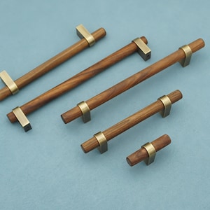 Schubladenknauf aus Walnussholz, Schrankgriffe aus Holz: Messingbronze Türknauf Hardware