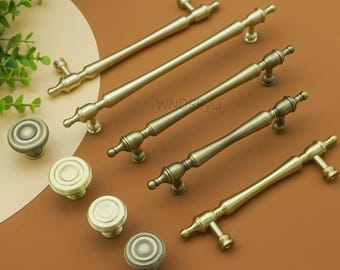 Antique Drawer Pulls: Gold Brass Cabinet Knobs handles, Vintage door Pulls hardware