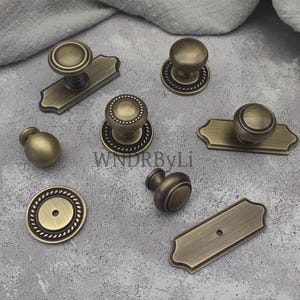 Puxador de armário em latão maciço com placa de fixação: puxadores de gaveta em bronze antigo nórdico, decoração exclusiva.