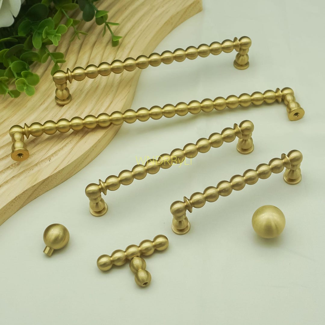 Solid Brass Drawer Pulls ,unique Kitchen Cabinet Door Handles ,beaded ...